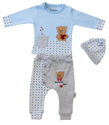 Wholesale Baby Boys 3-Piece Newborn Set 3-18M Tomuycuk 1074-75476 - Tomuycuk