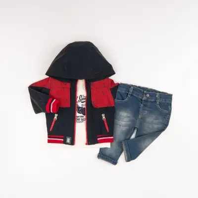 Wholesale Baby Boys 3-Piece Pants, Jacket and T-shirt Set 6-24M Bubbly 2035-1562 Темно-синий