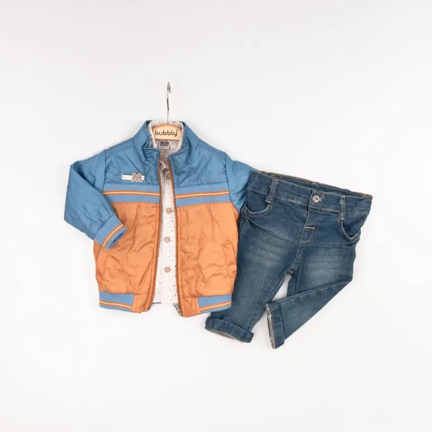 Wholesale Baby Boys 3-Piece Pants, Shirt and Jacket Set 6-24M Bubbly 2035-1565 - 1