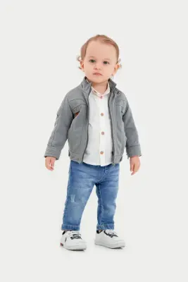 Wholesale Baby Boys 3-Piece Pants, Shirt and Jacket Set 6-24M Bubbly 2035-361 Серый 