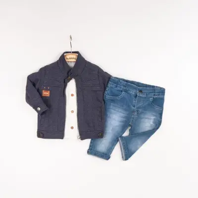 Wholesale Baby Boys 3-Piece Pants, Shirt and Jacket Set 6-24M Bubbly 2035-361 Темно-синий
