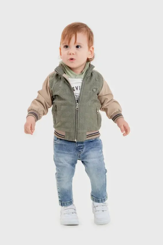 Wholesale Baby Boys 3-Piece Raincoat, Bodysuit and Denim Pants Set 6-24M Bubbly 2035-1566 - 1