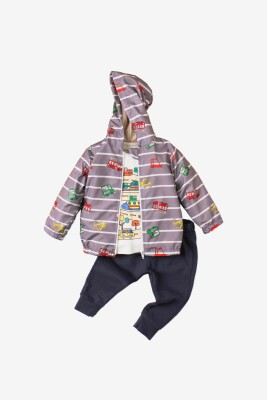 Wholesale Baby Boys 3-Piece Raincoat Set with T-shirt and Pants 9-24M Kidexs 1026-90096 - 1