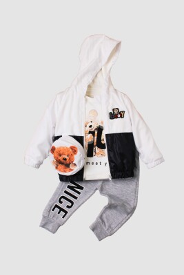 Wholesale Baby Boys 3-Piece Raincoat Set with T-shirt and Pants 9-24M Kidexs 1026-90120 - Kidexs