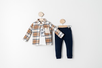 Wholesale Baby Boys 3-Piece Shirt, Bodysuit and Pants Set 9-24M Sani 1068-10000 Горчичный