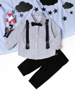 Wholesale Baby Boys 3-Piece Shirt Set with Pants and Bowtie 6-24M Kidexs 1026-35060 - 1