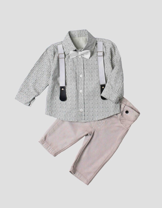 Wholesale Baby Boys 3-Piece Shirt Set with Pants and Bowtie 6-24M Kidexs 1026-35060 - 3