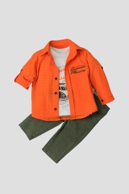 Wholesale Baby Boys 3-Piece Shirt Set with Pants and T-Shirt 9-24M Kidexs 1026-90128-2 - Kidexs (1)