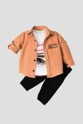 Wholesale Baby Boys 3-Piece Shirt Set with Pants and T-Shirt 9-24M Kidexs 1026-90128-2 - 3