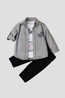 Wholesale Baby Boys 3-Piece Shirt Set with Pants and T-Shirt 9-24M Kidexs 1026-90129 - 1
