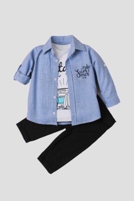 Wholesale Baby Boys 3-Piece Shirt Set with Pants and T-Shirt 9-24M Kidexs 1026-90129 - Kidexs (1)