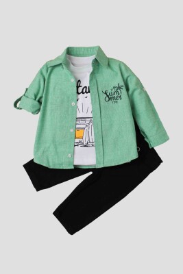 Wholesale Baby Boys 3-Piece Shirt Set with Pants and T-Shirt 9-24M Kidexs 1026-90129 - 4