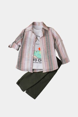 Wholesale Baby Boys 3-Piece Shirt Set with Pants and T-Shirt 9-24M Kidexs 1026-90131 - 1