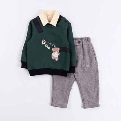 Wholesale Baby Boys 3-Piece Shirt, Sweatshirt and Pants Set 6-18M Bombili 1004-6549 Зелёный 