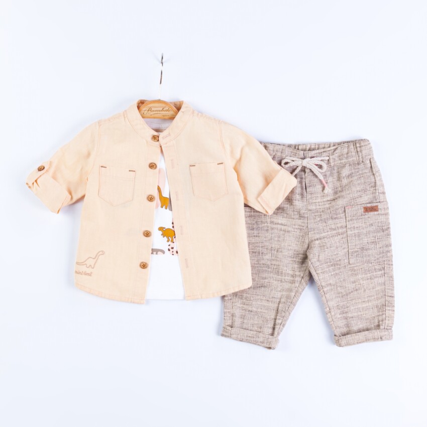 Wholesale Baby Boys 3-Piece Shirt, T-Shirt and Pants Set 3-12M Minibombili 1005-6685 - 2