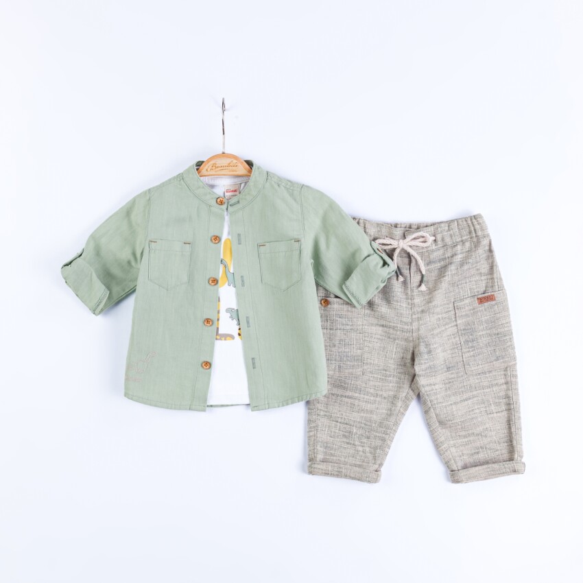 Wholesale Baby Boys 3-Piece Shirt, T-Shirt and Pants Set 3-12M Minibombili 1005-6685 - 3