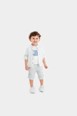 Wholesale Baby Boys 3-Piece Shirt, T-Shirt and Shorts Set 9-24M Lemon 1015-10001 Синий