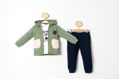 Wholesale Baby Boys 3-Piece Tracksuit Set 9-24M Sani 1068-10030 Зелёный 