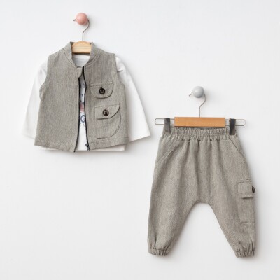 Wholesale Baby Boys 3-Piece Vest, Bodysuit and Pants Set 6-24M BonBon 2056-8001 - 3