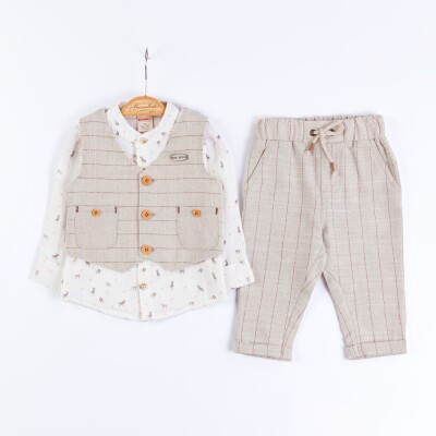 Wholesale Baby Boys 3-Piece Vest, Shirt and Pants Set 9-24M Bombili 1004-6694 Коричневый 