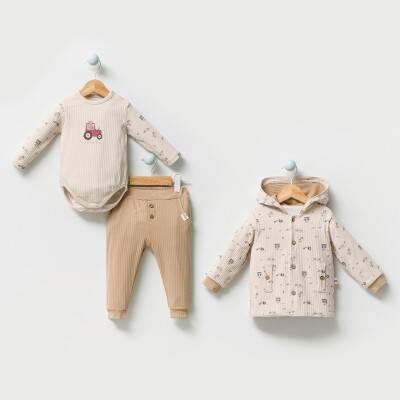 Wholesale Baby Boys 3-Pieces Jacket, Body and Pants Set 3-12M Bubbles 2040-3012 - Bubbles