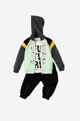 Wholesale Baby Boys 3-Pieces Jacket, Body and Pants Set 9-24M Kidexs 1026-90102 Мятно-зеленый