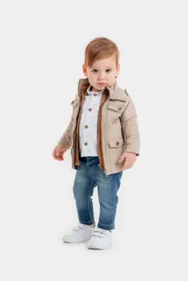 Wholesale Baby Boys 3-Pieces Jacket, Shirt and Denim Pants Set 6-24M Bubbly 2035-370 - 1