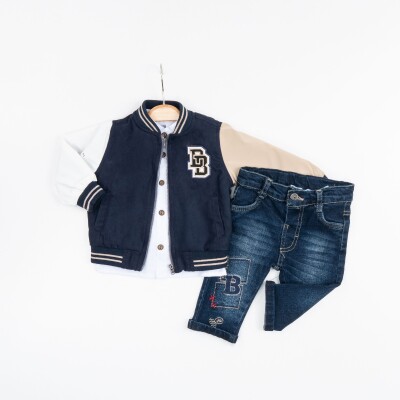 Wholesale Baby Boys 3-Pieces Jacket, Shirt and Pants Set 6-24M Bubbly 2035-1573 Темно-синий