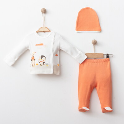 Wholesale Baby Boys 3-Pieces Newborn Set 0-3M Gümüş Baby 2043-0041 Оранжевый 