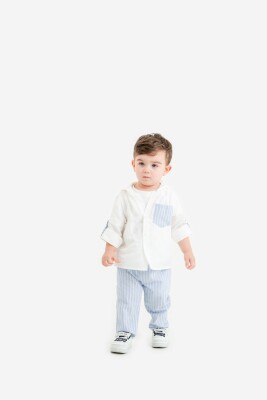 Wholesale Baby Boys 3-Pieces Shirt, T-shirt and Pantns Set 9-24M Lemon 1015-9987 Синий