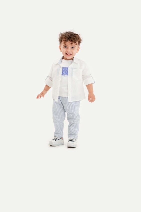 Wholesale Baby Boys 3-Pieces Shirt, T-shirt and Pants Set 9-24M Lemon 1015-9982 - 1