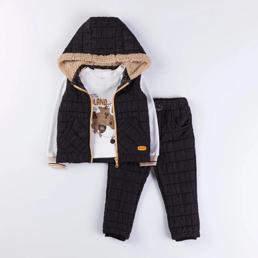 Wholesale Baby Boys 3-Pieces Vest, Badi and Pants Set 9-24IM Bombili 1004-6528 - 2