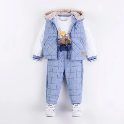 Wholesale Baby Boys 3-Pieces Vest, Badi and Pants Set 9-24IM Bombili 1004-6528 - 5