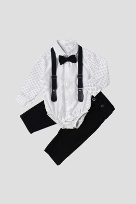 Wholesale Baby Boys 4-Piece Shirt Pants Suspender and Bowtie 6-24M Kidexs 1026-35039 Темно-синий
