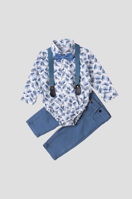 Wholesale Baby Boys 4-Piece Shirt Pants Suspender and Bowtie 6-24M Kidexs 1026-35040 Индиговый 