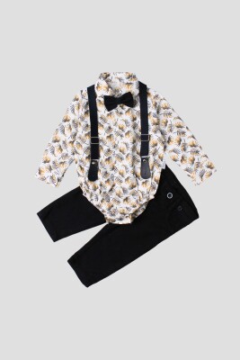 Wholesale Baby Boys 4-Piece Shirt Pants Suspender and Bowtie 6-24M Kidexs 1026-35040 Темно-синий