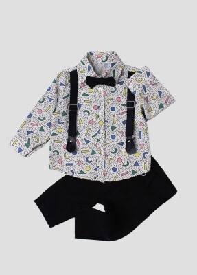 Wholesale Baby Boys 4-Piece Shirt Pants Suspender and Bowtie 6-24M Kidexs 1026-35046 Темно-синий