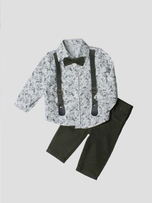 Wholesale Baby Boys 4-Piece Shirt Pants Suspender and Bowtie 6-24M Kidexs 1026-35061 - 1