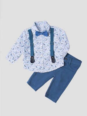 Wholesale Baby Boys 4-Piece Shirt Pants Suspender and Bowtie 6-24M Kidexs 1026-35061 - 2