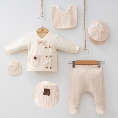 Wholesale Baby Boys 5-Piece Newborn Body Pants Hat Bib Glove Set 0-3M Minizeyn 2014-7055 - Minizeyn (1)