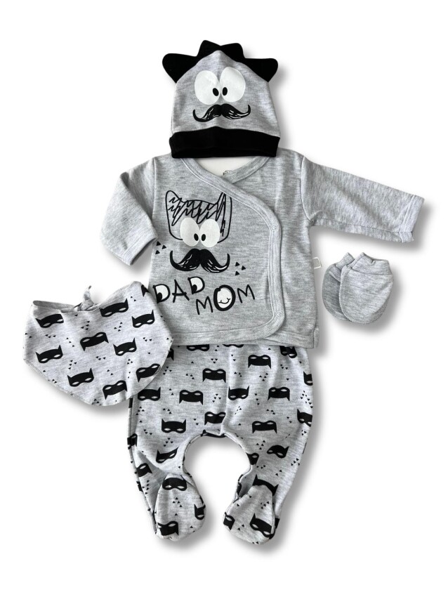 Wholesale Baby Boys 5-Piece Newborn Set 0-3M Minizeyn 2014-5554 - 3