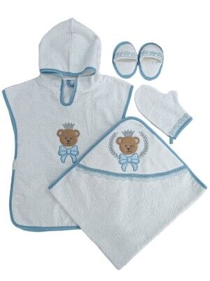 Wholesale Baby Boys 5-Piece Towel Hooded Pareo Set 0-18M Tomuycuk 1074-55086 - 1