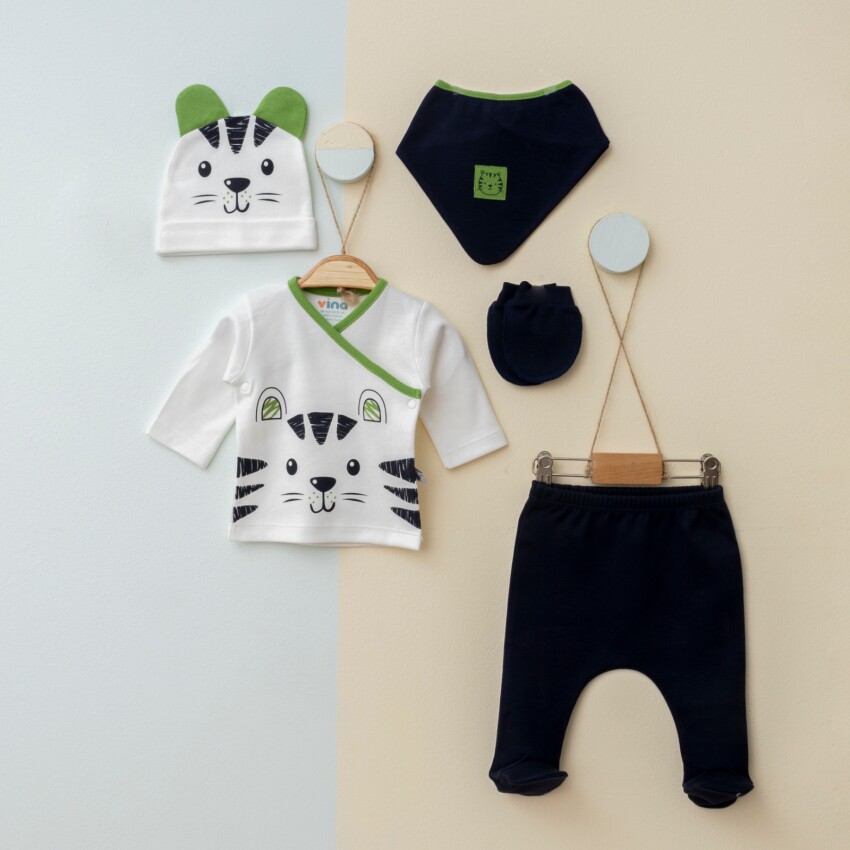 Wholesale Baby Boys 5-Pieces Newborn Set 0-1M Vina baby 2042-00100 - 4