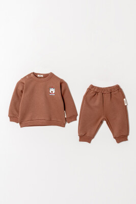 Wholesale Baby Boys Basic Tracksuit Set 6-18M Tuffy 1099-0812 Кофейный цвет