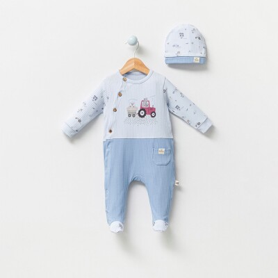 Wholesale Baby Boys Hats Jumpsuit 0-9M Bubbles 2040-3011 Синий