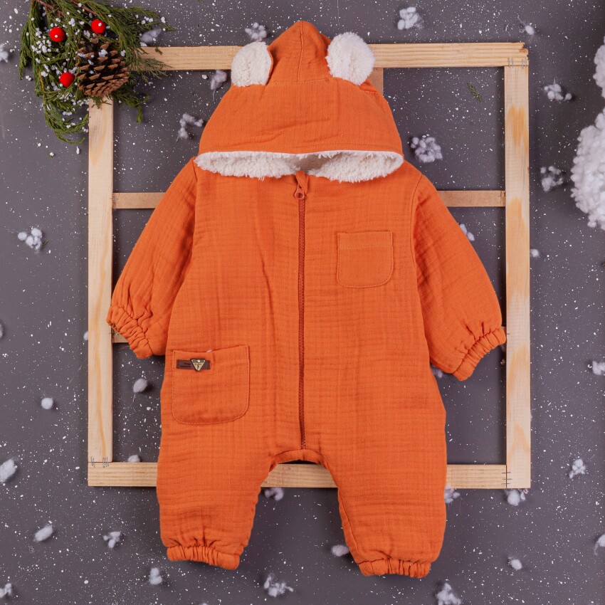 Wholesale Baby Boys Muslin Rompers With Hoodie 3-12M BabyZ 1097-4363 - 3