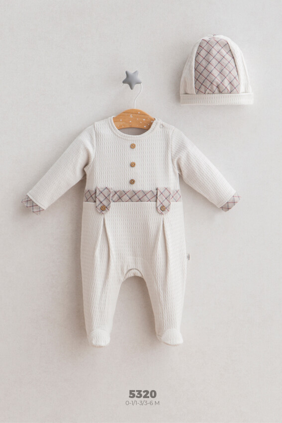 Wholesale Baby Boys Newborn Jumpsuit and Hat Set 0-3M Tongs 1028-5320 - 1