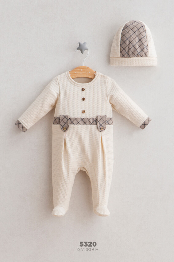 Wholesale Baby Boys Newborn Jumpsuit and Hat Set 0-3M Tongs 1028-5320 - 2