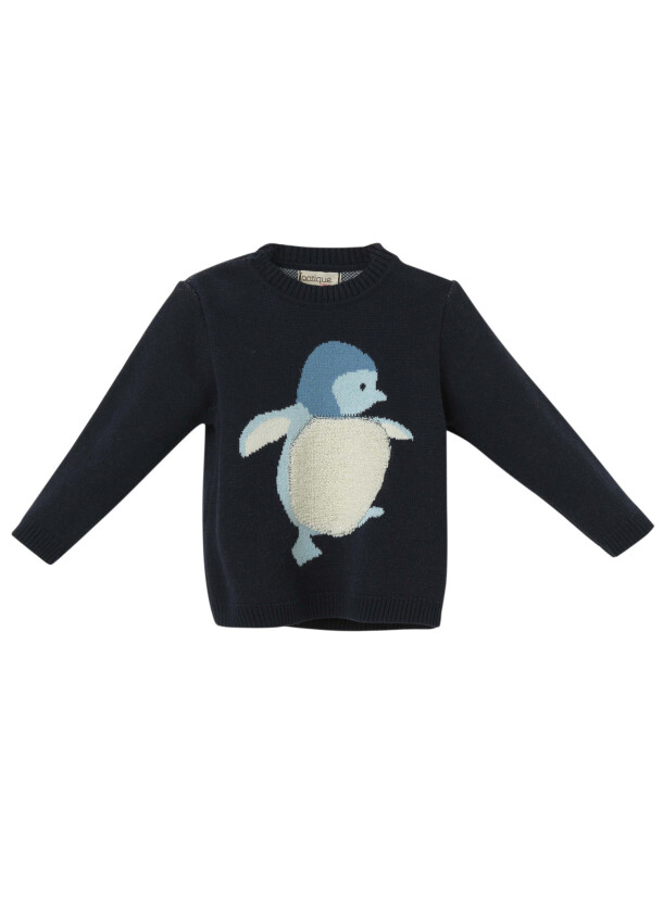 Wholesale Baby Boys Organic Cotton Penguin Patterned Cossack 6-36M Uludağ Triko 1061-21159 - 2