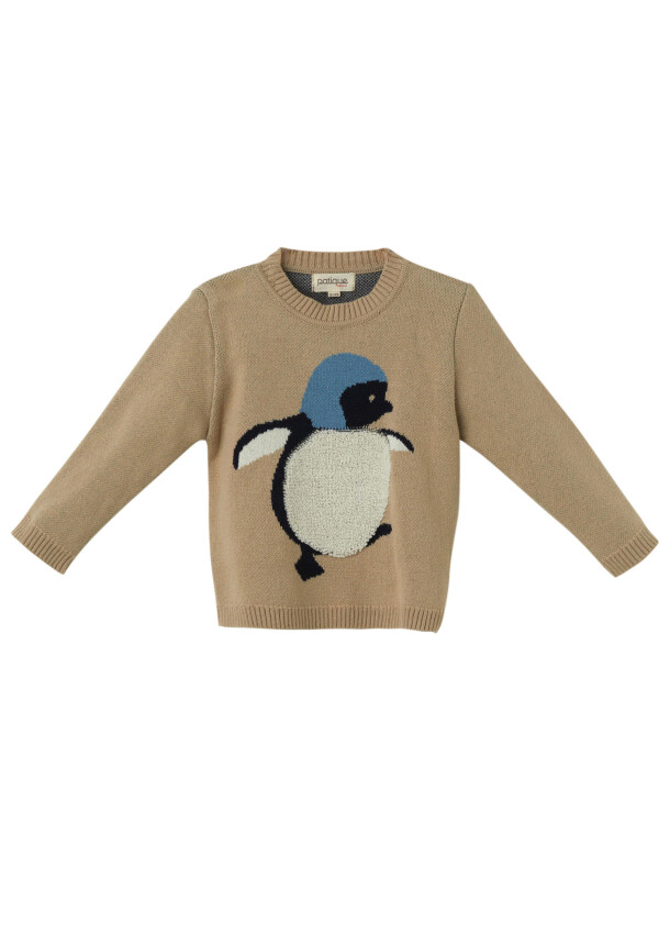 Wholesale Baby Boys Organic Cotton Penguin Patterned Cossack 6-36M Uludağ Triko 1061-21159 - 3